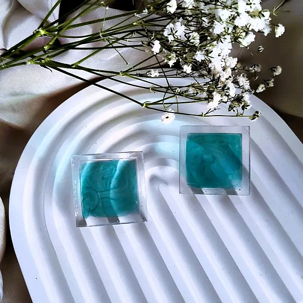 Καρφωτά σκουλαρίκια πράσινο διάφανο